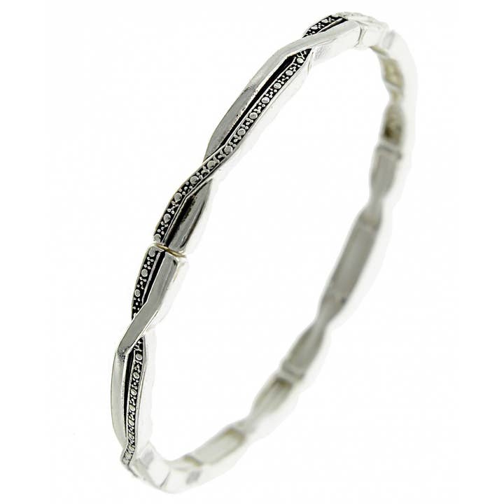 0011 PREMIERE - Vendita all'ingrosso Braccialetto con ciondolo/pendente - Bracciale elastico intrecciato con fili di perle borchiate FR6405 Slim.