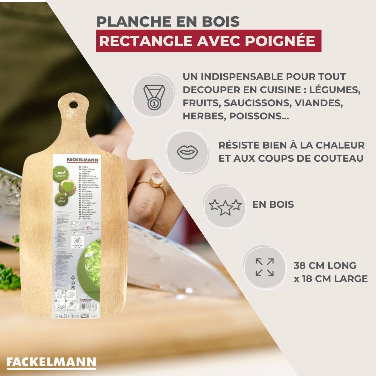 Zenker - Wholesale Cutting Board - Fackelmann Wood Edition Wooden Cutting Board 38 x 18 cm2