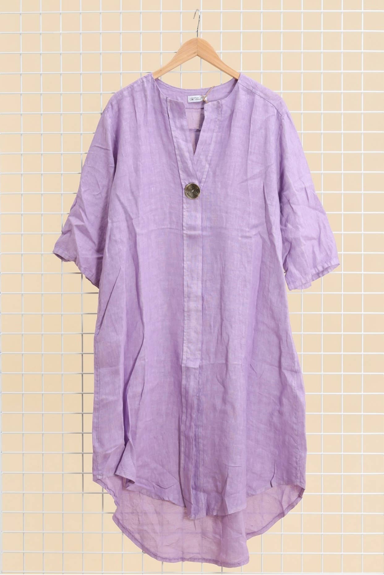 LÉA & LUC - Vente Robe – femme - Robes en 100% Lin avec un bouton REF. 554713