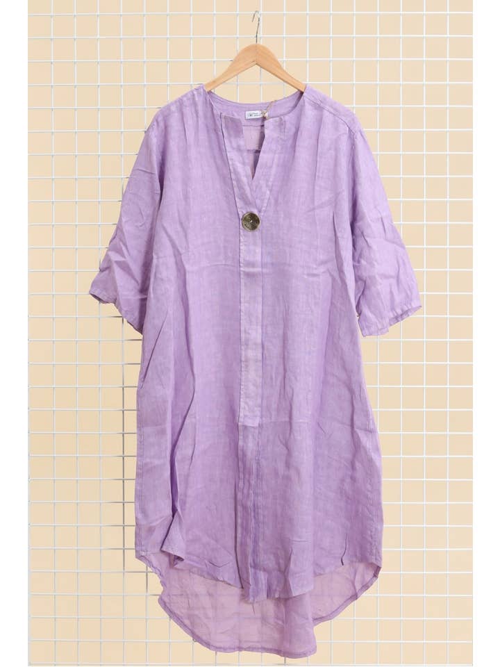 LÉA & LUC - Vente Robe – femme - Robes en 100% Lin avec un bouton REF. 554713