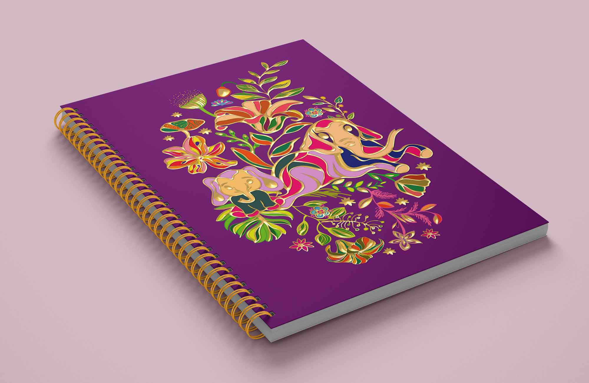 Oditti - Wholesale Notebook - Gold Foil Elephant A5 Notebook1