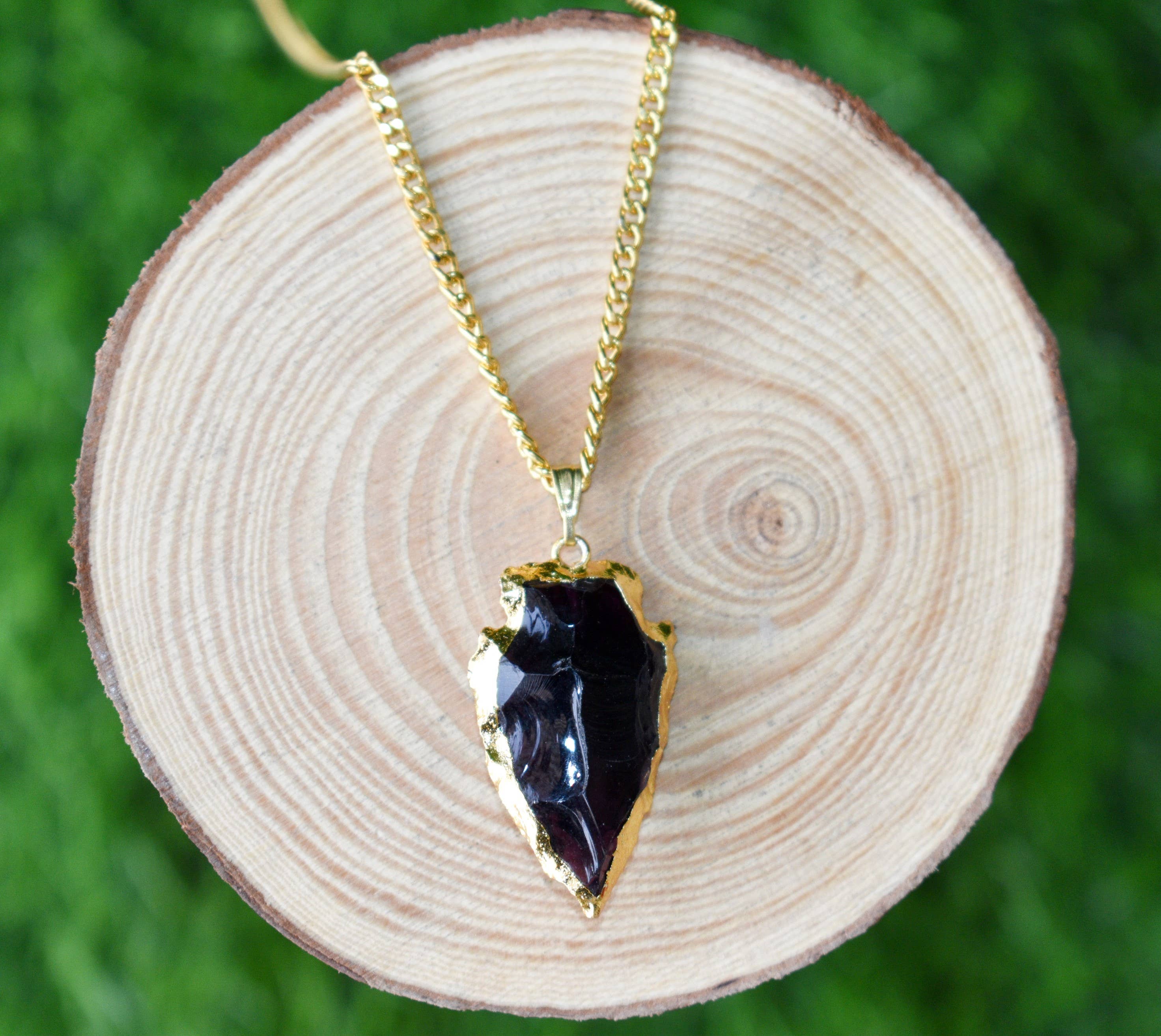 Soothing Crystals - Wholesale Individual Charm/Pendant - Arrowhead Pendant| Electroplated Gold| Genuine Stone Jewelry3