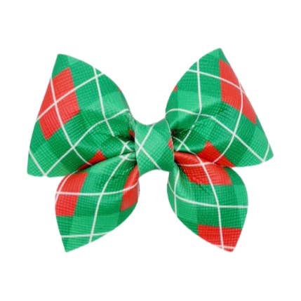 Green Plaid Sailor Hair Bow for wholesale by Kofi Kreations