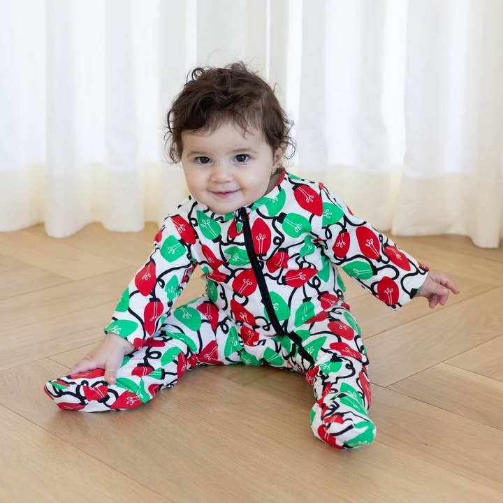 Organic Footie - Holiday Lights for wholesale by Norani Baby