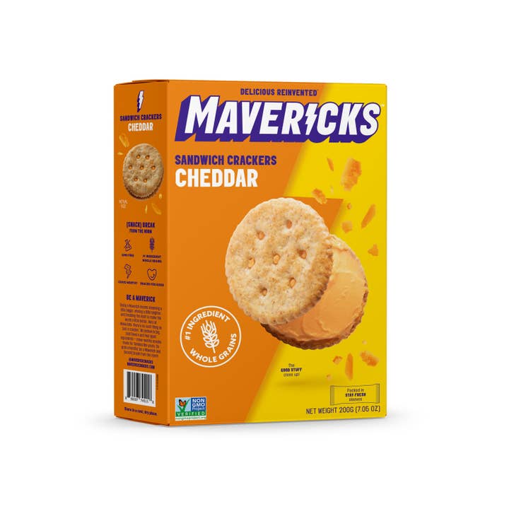 Mavericks Snacks - Wholesale Crackers - Cheddar Sandwich Crackers, Sharing Size (7 oz)