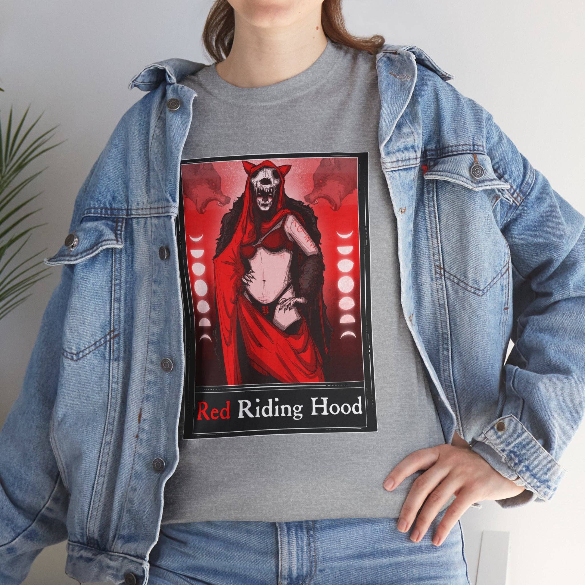 LVB Art - Wholesale T-Shirt (Graphic) - Unisex - Red Riding Hood Tarot  (Front & Back Print) Unisex Heavy Cotton Tee37