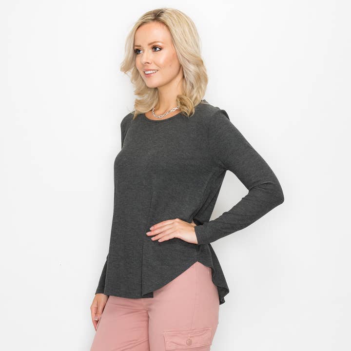 BABY THERMAL LONG SLEEVE SCOOP SWING TEE - CHARCOAL for wholesale by Coin 1804