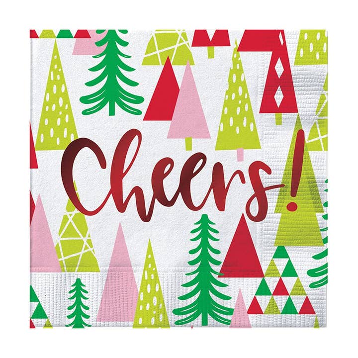 Foil Beverage Napkins - Cheers w/ Trees for wholesale by Slant Collections by Creative Brands