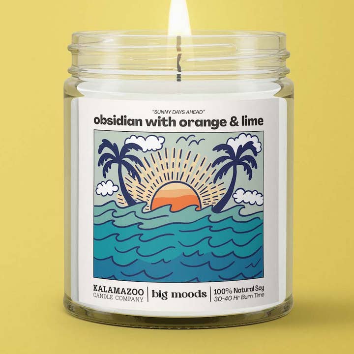 "Sunny Days Ahead" Obsidian with Orange & Lime - Soy Candle for wholesale by Big Moods