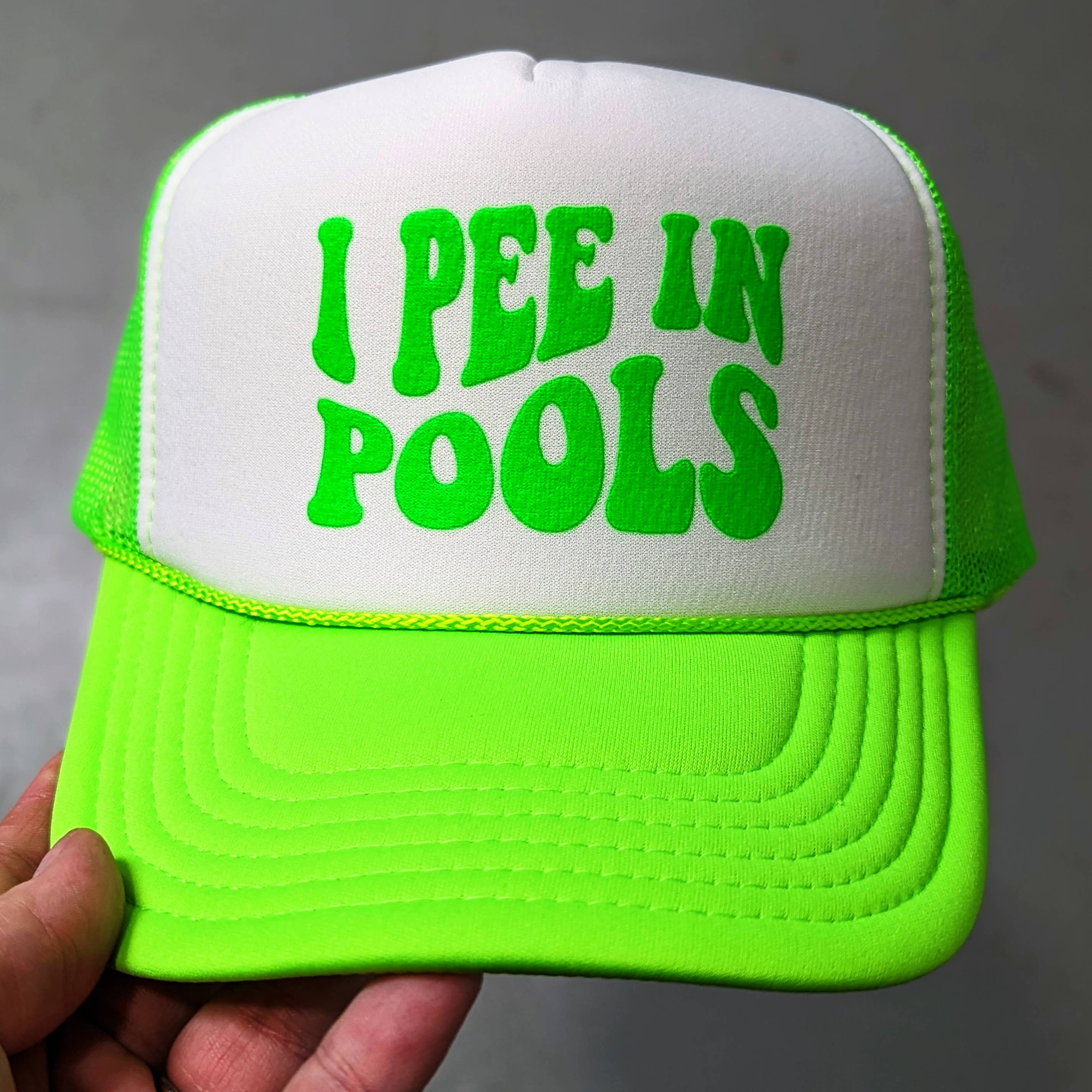 Trendy Tee Co. - Wholesale Trucker Hat - Women's - I Pee In Pools Neon Foam Trucker Hat7