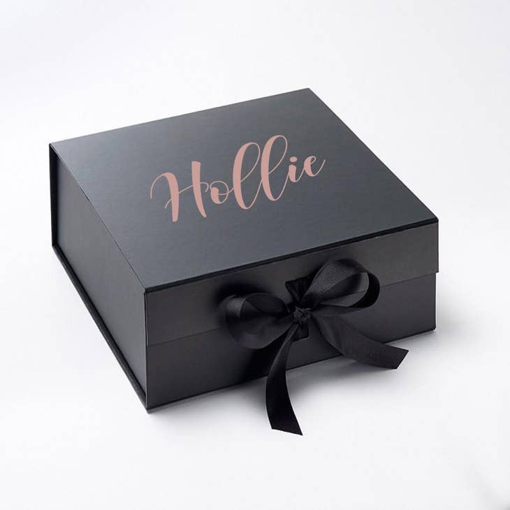 Caja de regalo personalizada mediana negra, regalo de San Valentín, caja de  regalo de cumpleaños, regalo de propuesta de dama de honor, caja de regalo  de dama de honor, set de regalo