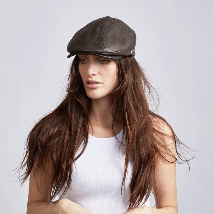 Leather Ivy Cap - Style Bookie for wholesale by American Hat Makers