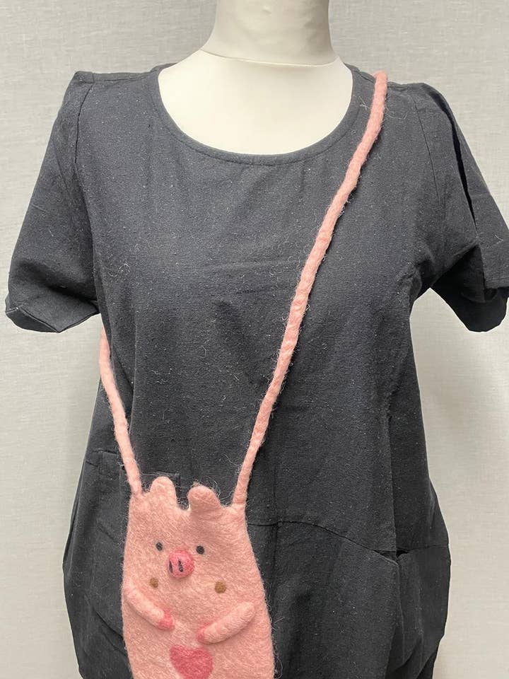 Felt Pig Side Bag for wholesale by Funky Yak Ltd