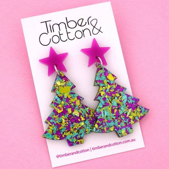 Girlfetti - Wholesale Dangle Earrings - Christmas Tree Acrylic Dangle Earrings12