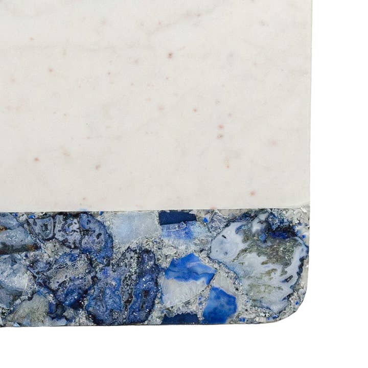 Foreside Home & Garden - Wholesale Serving Tray - Kendal 20" Blue Agate White Marble Board2