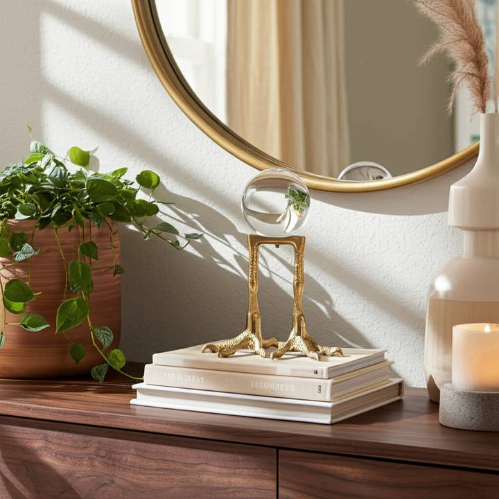 Sagebrook Home - Wholesale Decorative Figurine - Metal Bird Feet Holding Acrylic Ball Figurine - Gold, 8 in.