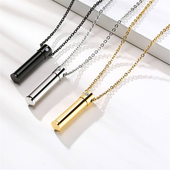 Perimade & Co. LLC - Wholesale Pendant/Charm Necklace - Gold Human Ashes Urn Pendant Necklace in Stainless Steel