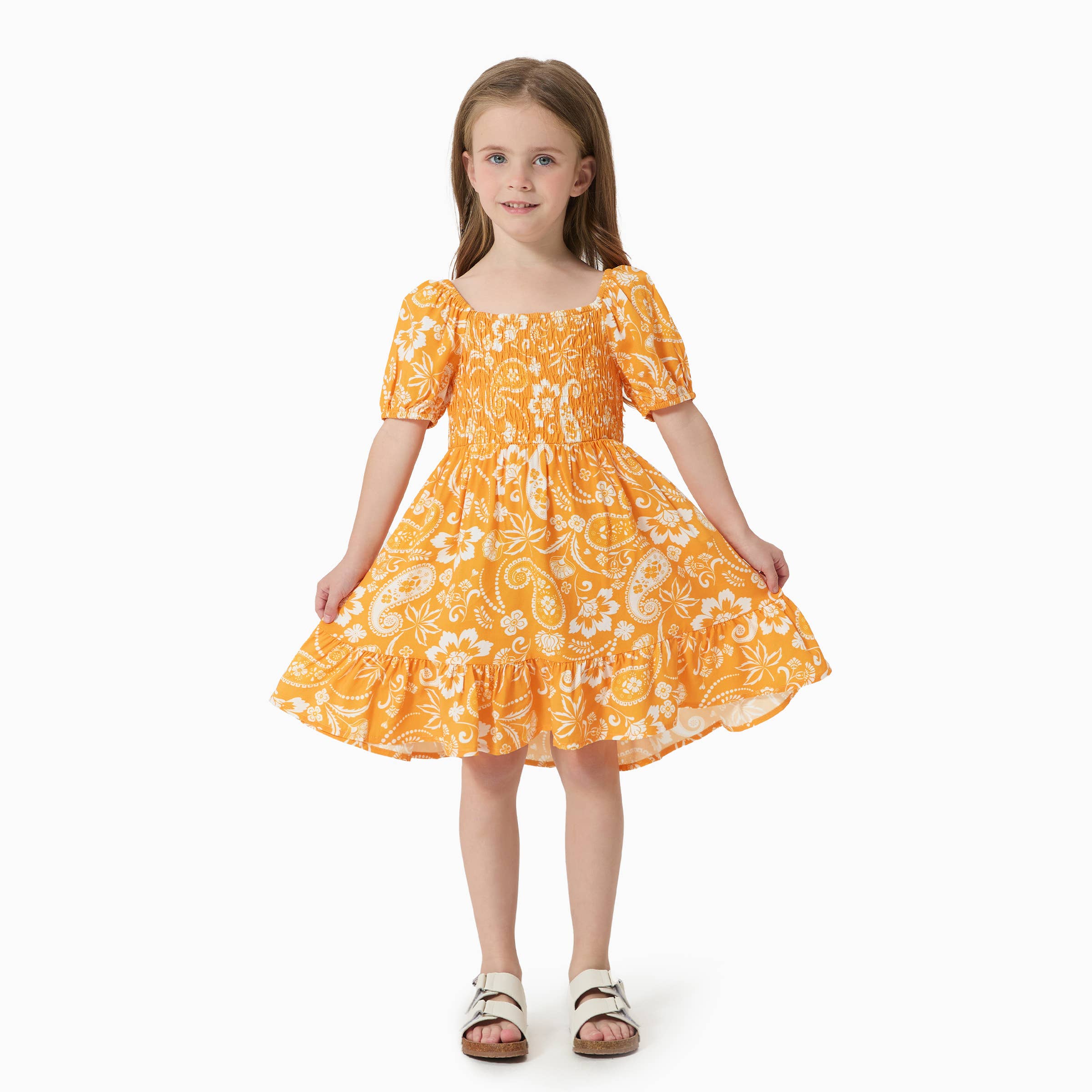 Giallo Maglietta a righe gialle abbinata per la famiglia PatPat & Vestito Paisley in vendita all'ingrosso su Faire0