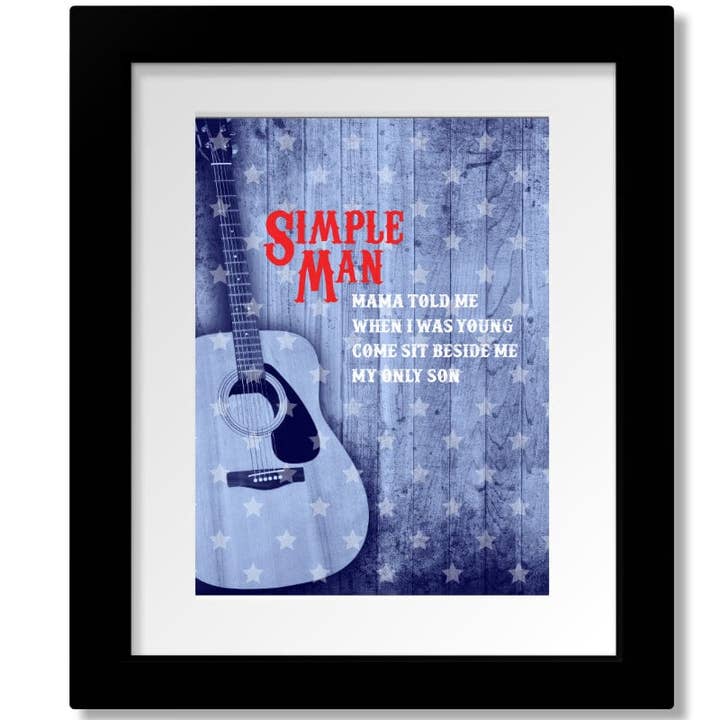 Simple Man de Lynyrd Skynyrd - Impression graphique de chansons lyriques pour la vente par Song Lyrics Art