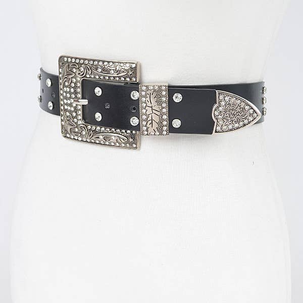 Shop Neighbors - Vendita all'ingrosso Cintura - Donna - Cintura metallizzata Plus Size con fibbia in strass con catena4