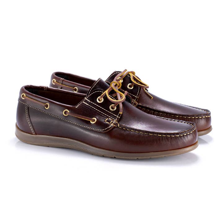 CENOT-COGNAC brown leather boat for wholesale by Men's Heritage