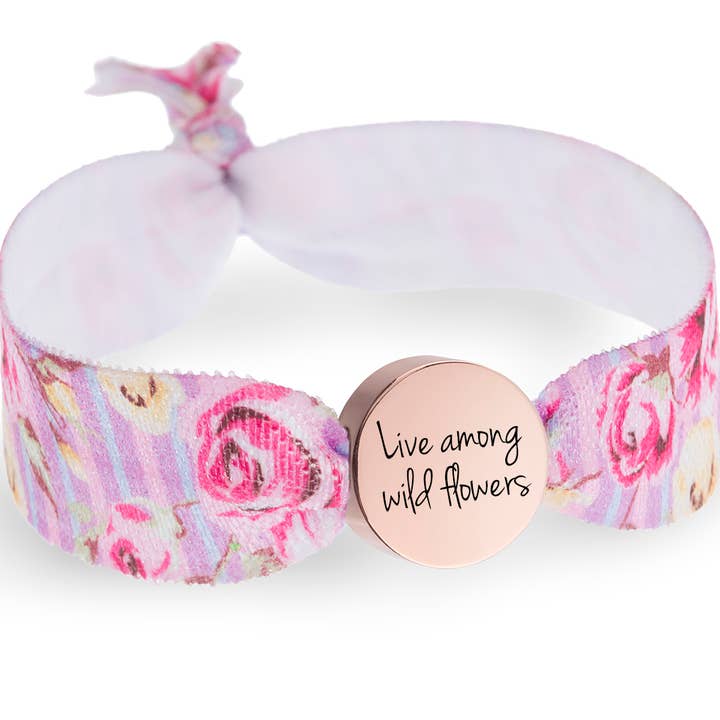 'Live Among The Wildflowers' Stretch Bead Bracelet for wholesale by Lily Belle
