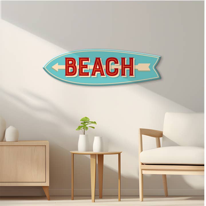 Beach Surfboard Wall Art | Indoor/Outdoor Use/Points Left for wholesale by Follow Your Wave Designs