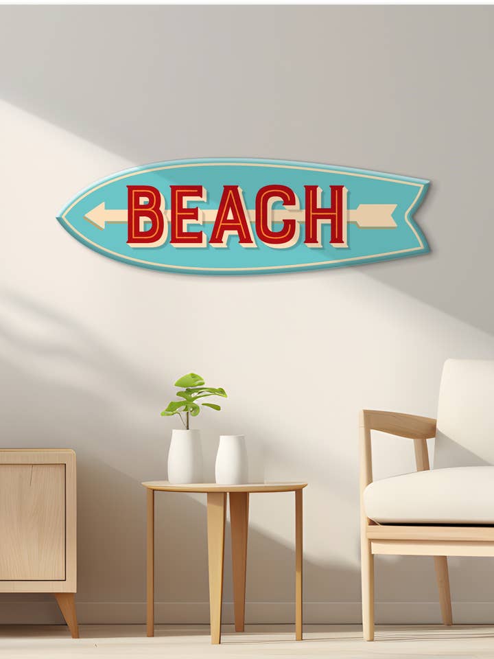Arte da Parete con Tavola da Surf da Spiaggia | Uso Interno/Esterno/Punti Sinistra per la vendita all'ingrosso da parte di Follow Your Wave Designs