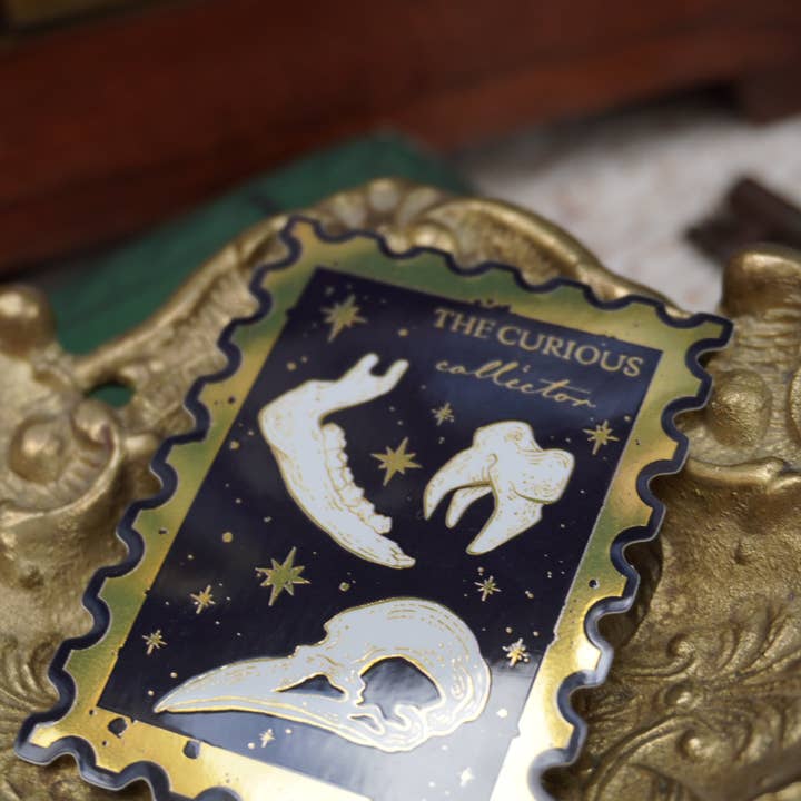 Tooth and Toad - Wholesale Sticker - The Curious Collector bones Stamp sticker | Gold Mirror details4
