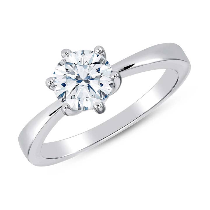 Sterling Silver Plain Cubic Zirconia Solitaire Ring for engroshandel hos King of Silver