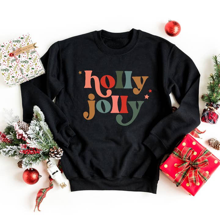 Olive And Ivory Wholesale – Camisola gráfica - Mulher por atacado – Holly Jolly Stars | Moletom | Natal4