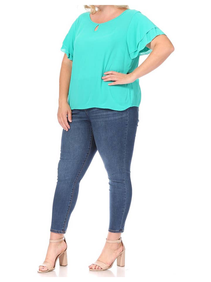 MOA COLLECTION - Wholesale Blouse - Women's - Women's Plus Size Short Sleeve Round Neck Blouse Top11