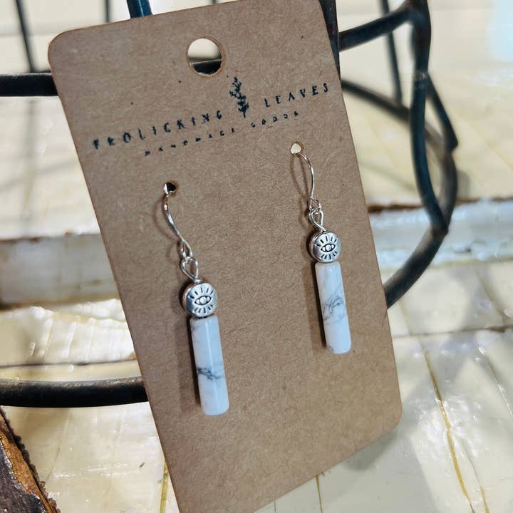 Frolicking Leaves - Wholesale Dangle Earrings - White Howlite Earrings