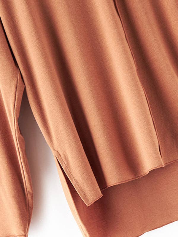 VividLux – wholesale Sleepwear set – Women's – Casual High-Low Solid Color V-Neck Pajama Set14