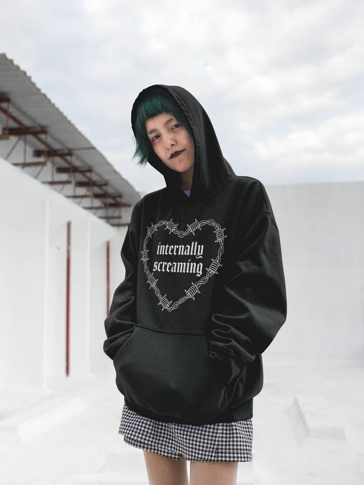 Internally Screaming, Gothic Alternative Emo Grunge Hoodie for wholesale by Wickedly Divine Shop