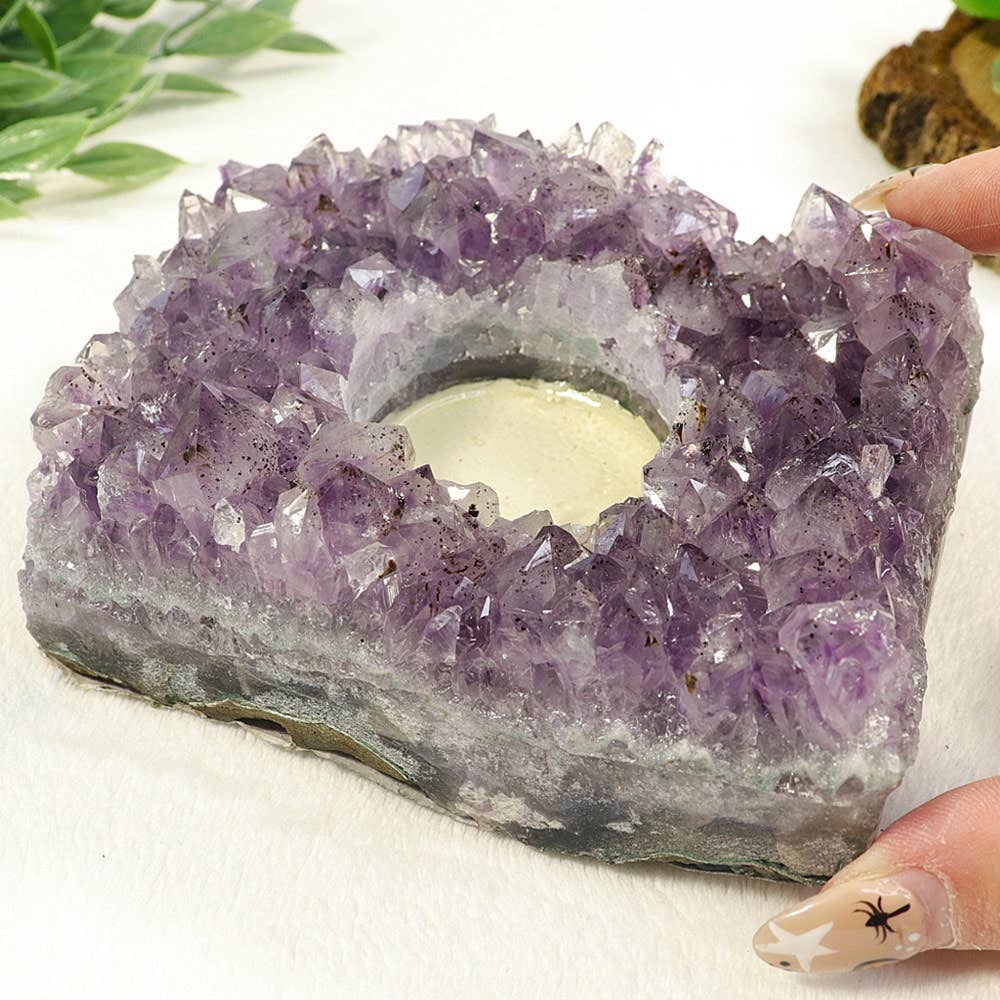 Natures Artifacts Inc - Wholesale Candle Holder - Amethyst Cluster Candle Holder - Amethyst Home Decor2
