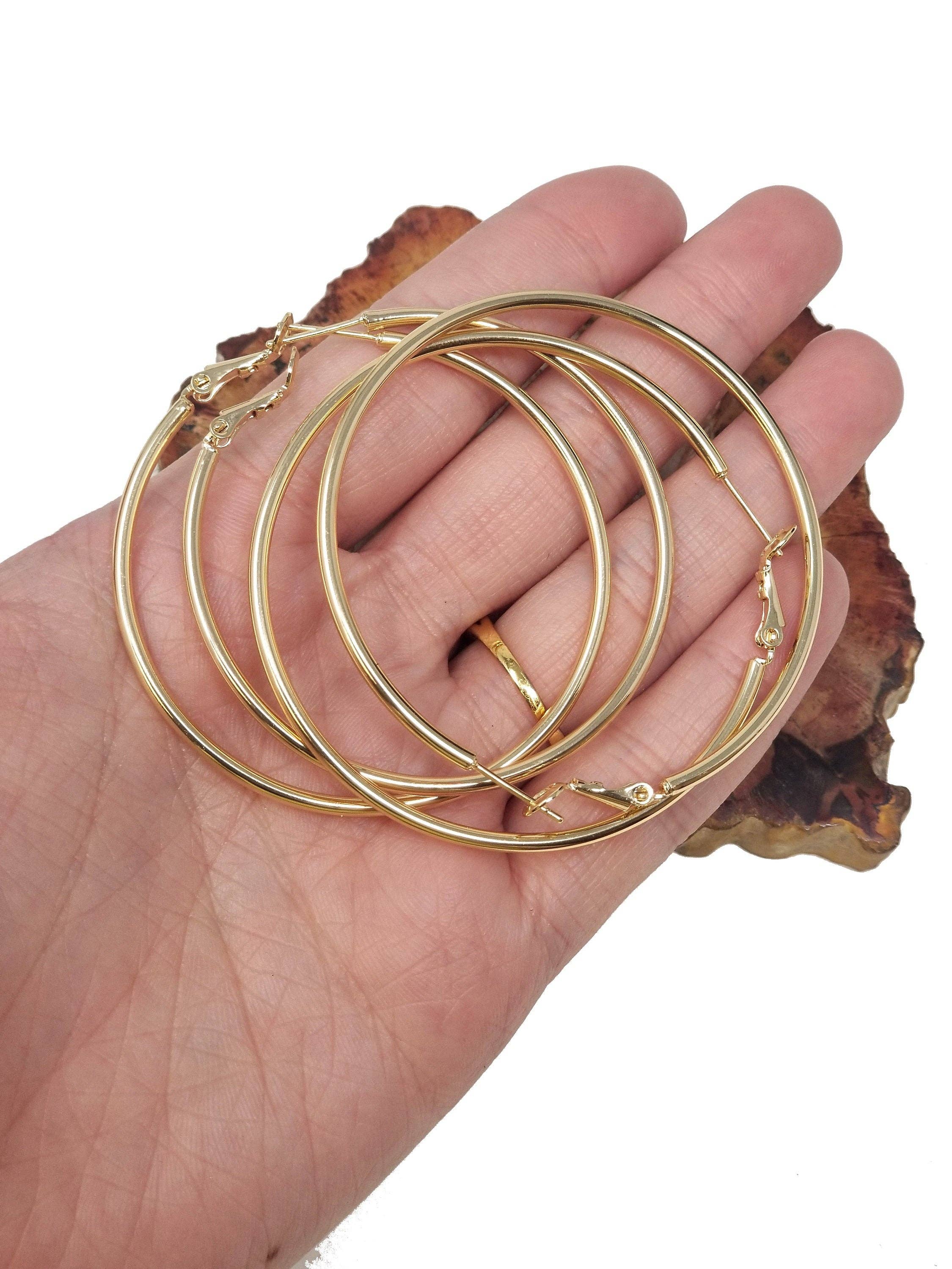 Aim Eternal - Wholesale Hoop Earrings - 50mm 55mm Gold filled Hoops Earrings w/Clutch, 14k Gold-Filled Findings 1 Pair 1mm Gold Filled Hoops, Hoop Earrings3