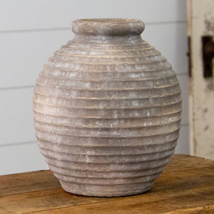 Ridged Terracotta Vase (PC) for wholesale by Audrey's Home & Gift