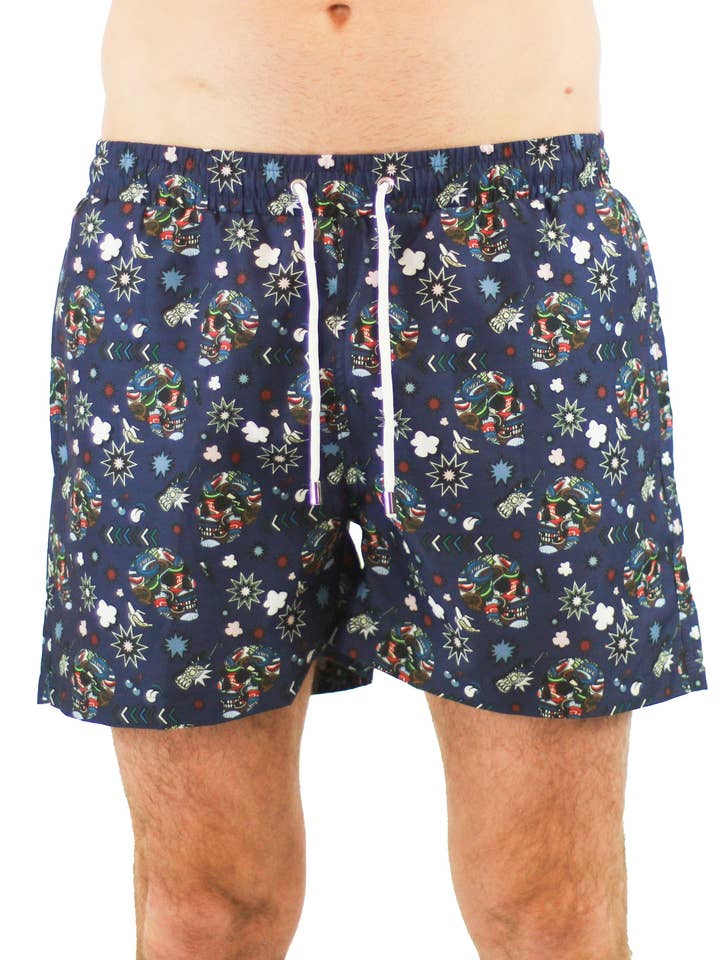 Azul marino con calaveras multicolores para venta al por mayor de Luchiano Visconti