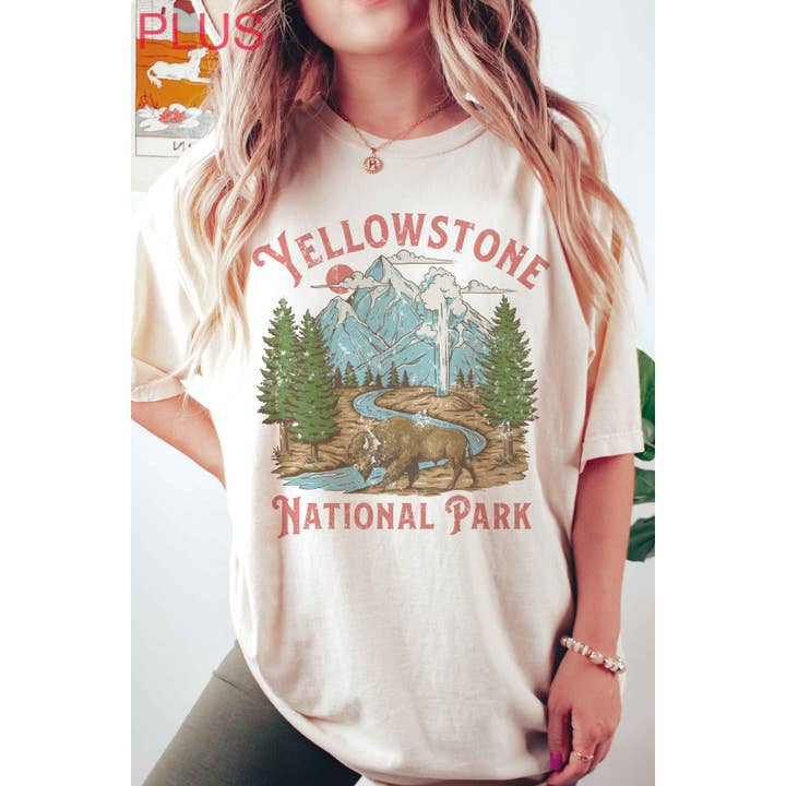 BLUME & CO. - Venta al por mayor Camiseta estampada - Mujer - Camiseta Gráfica Talla Grande de YELLOWSTONE NATIONAL PARK