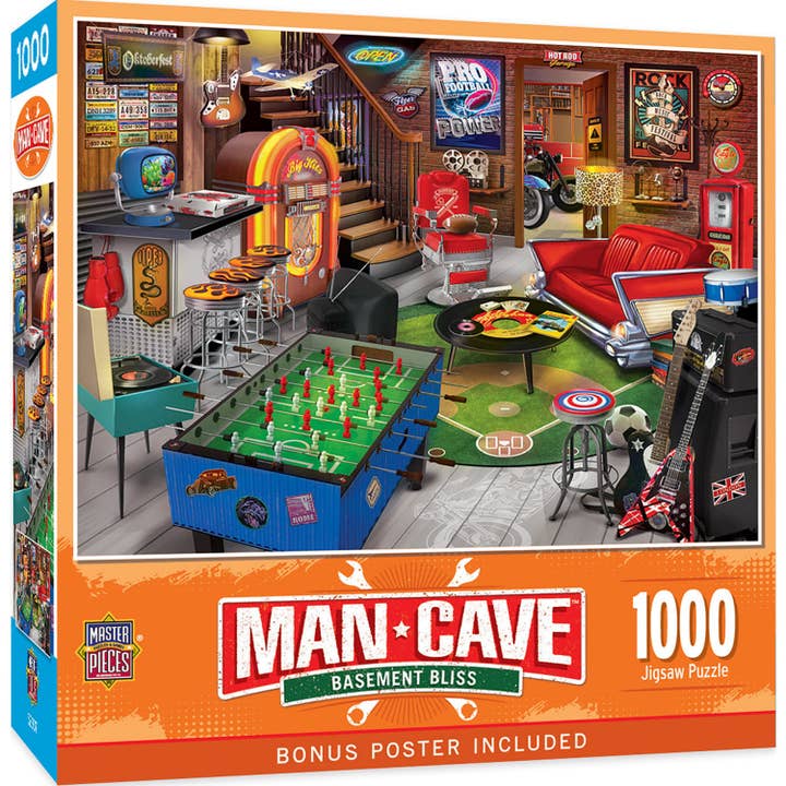 Man Cave - Basement Bliss 1000 Piece Puzzle for wholesale by Masterpieces Puzzles