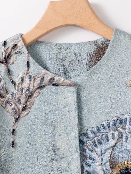 Productseeker - Wholesale Dress - Women's - CT102Y Hand-beaded Floral Windbreaker With Round Neck Charm7