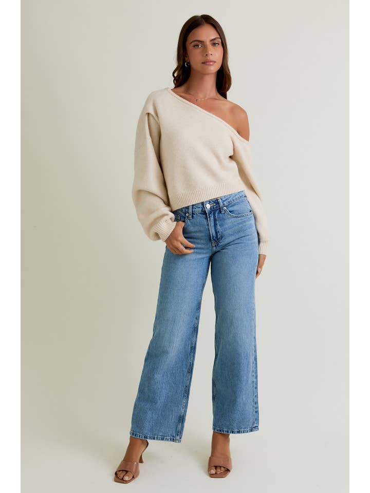 LE LIS - Wholesale Knit Sweater - Women's - ASYMMETRICAL SHOULDER SWEATER TOP17