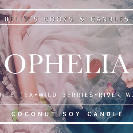 Ophelia Coconut Soy Candle | Shakespeare Candle for wholesale by Belle's Books & Candles