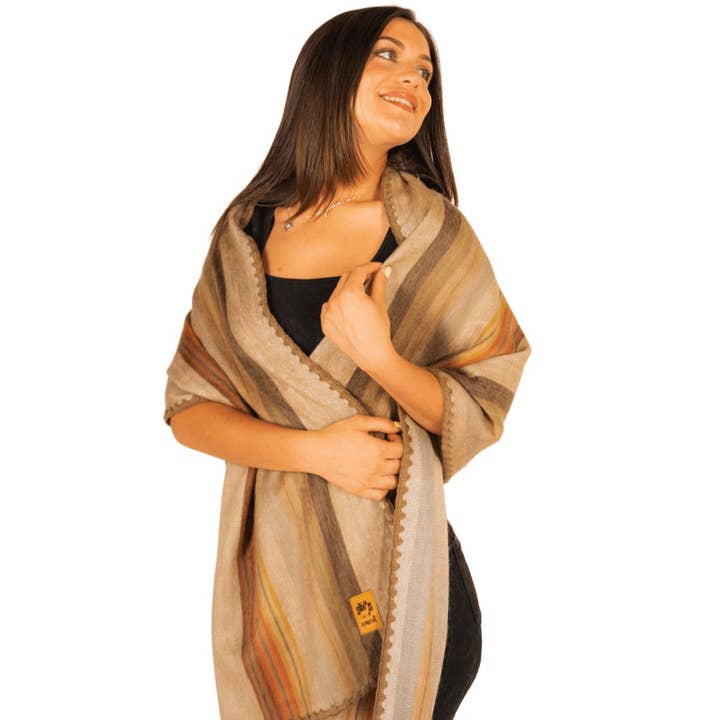 Alpaca Shawl or Scarf 70% Alpaca Cozy Shawl (Brown) 80'x22' for wholesale by Alpakitas