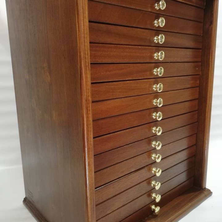 Real Wood Coin Box 15 Velvet Drawers for wholesale by Coins&More