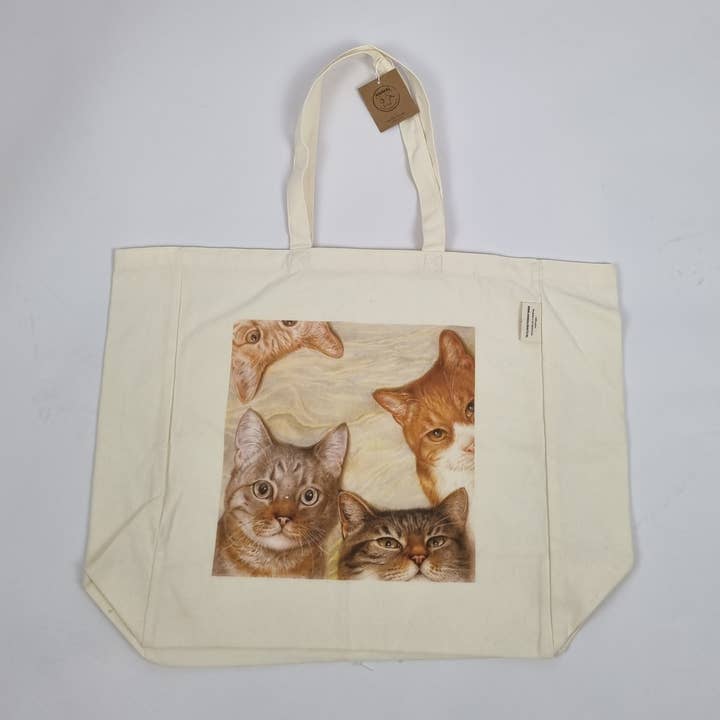 Cotton shopping tote with print - Cat collage for wholesale by Animal Prints