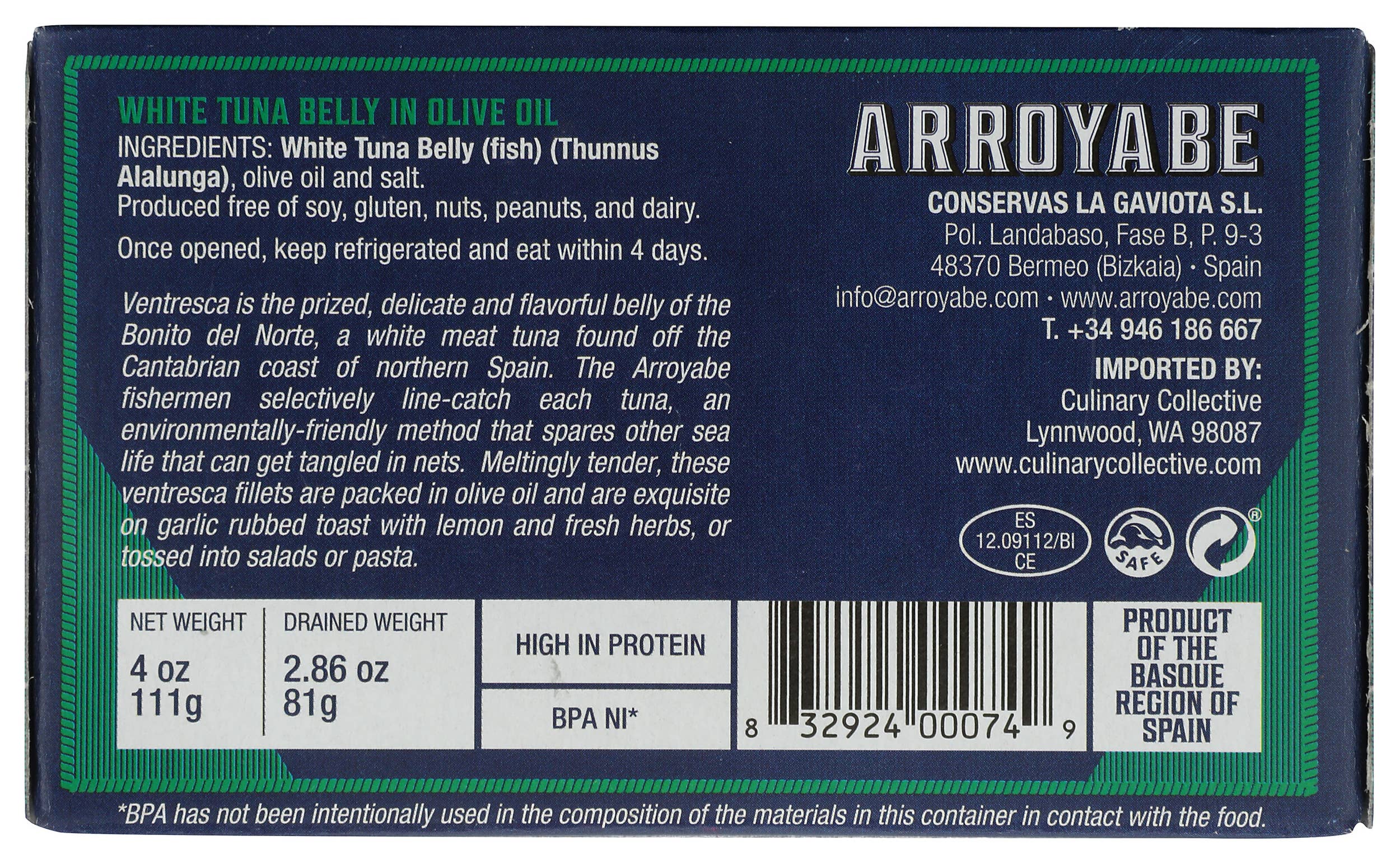 Matiz - Wholesale Tinned Fish - Arroyabe Ventresca - 3.9oz Tin1