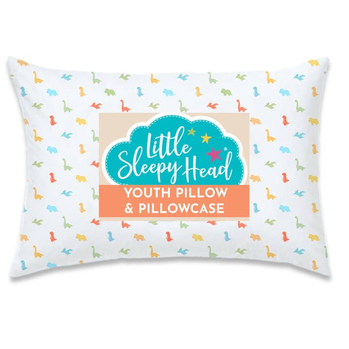 Youth Pillow + Pillowcase Set - Little Dinos - 16"x22" for wholesale by Little Sleepy Head