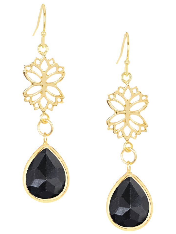 Oorbellen met hematiet en lotus - GF voor wholesale door Zoey Simmons